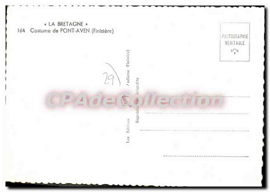 CPSM Pont Aven Costume — Verso