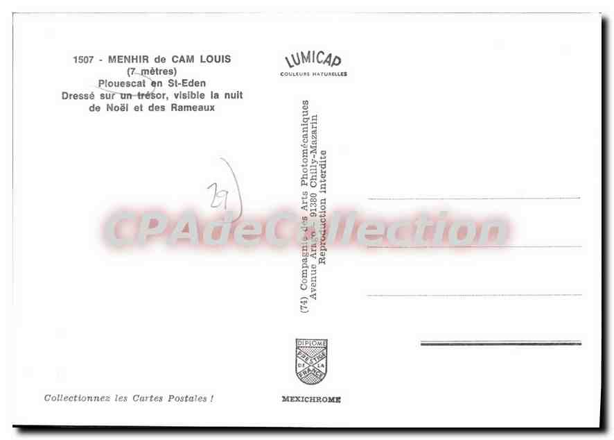CPSM Plouescat menhir de CAM LOUIS Plouescat En St Eden Dresse Sur Un Tresor — Rückseite