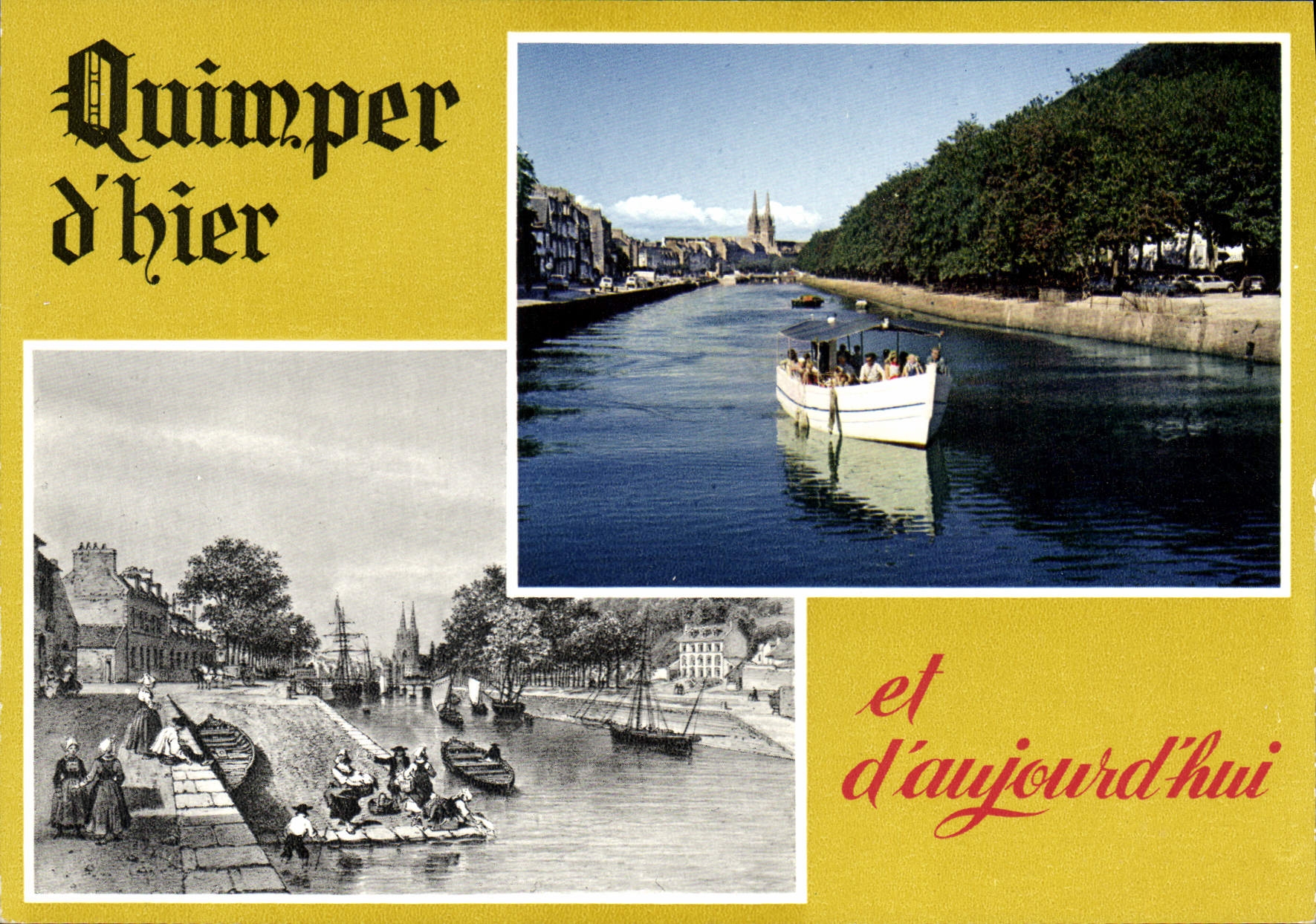 CPSM Quimper d'hier et d'aujourd'hui L'Odet Au Fond La Cathedrale