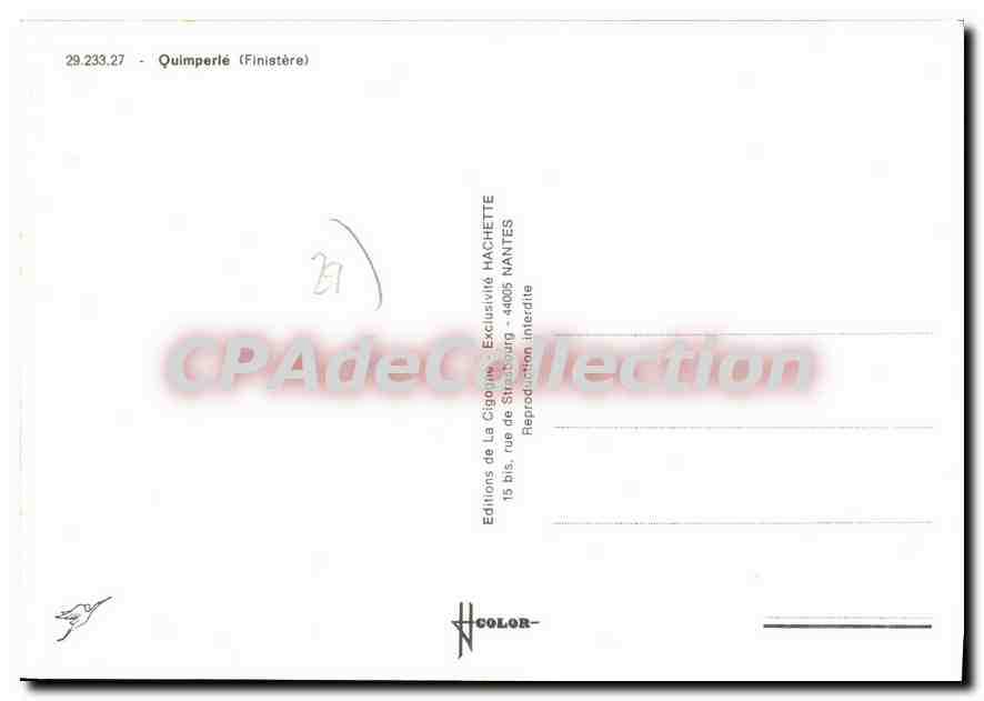 CPSM Quimperle — Verso