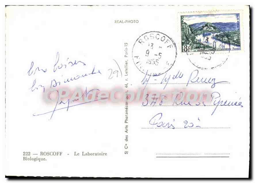 CPSM Roscoff Le Laboratoire Biologique — Rückseite
