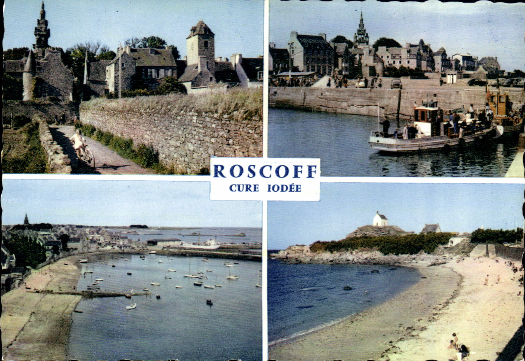 CPSM Roscoff Cure iodée Le Port Vedettes De I'Ile De Batz plage