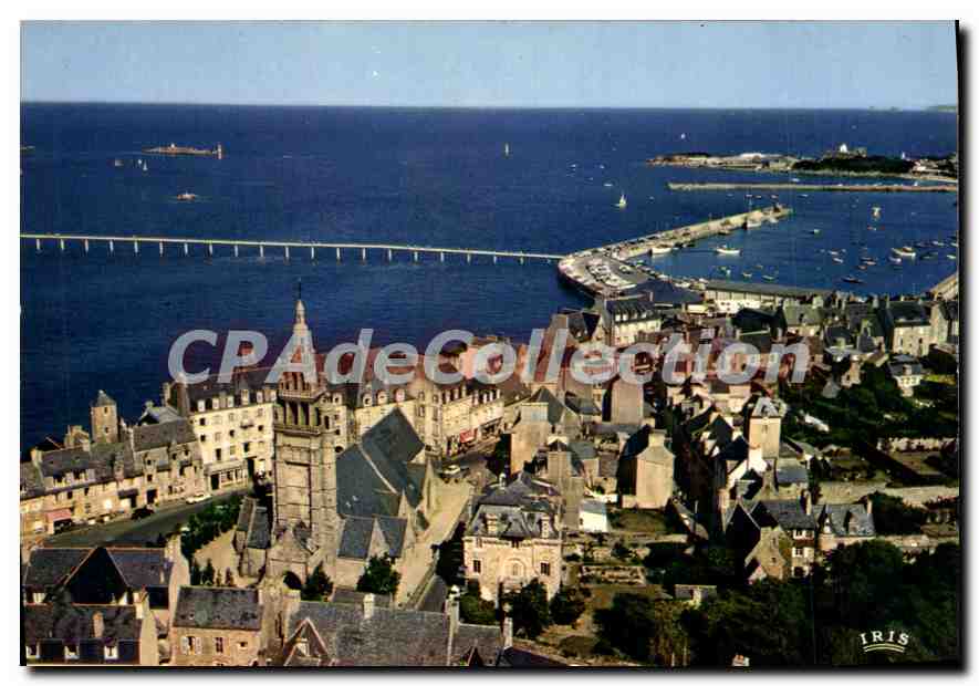 CPSM Roscoff Vue Generale port estacade Permettant I'Acces De I'Embarcadere