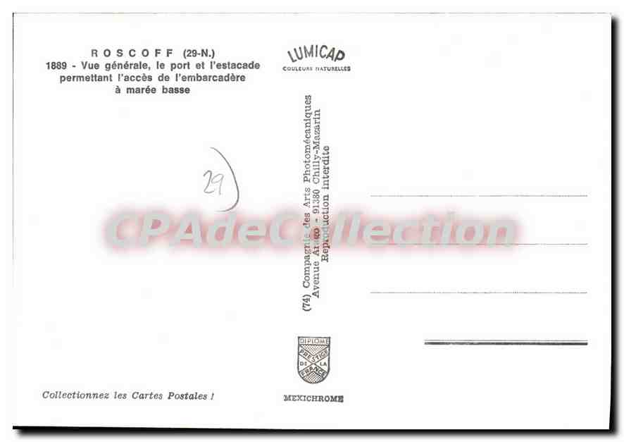CPSM Roscoff Vue Generale port estacade Permettant I'Acces De I'Embarcadere — Rückseite