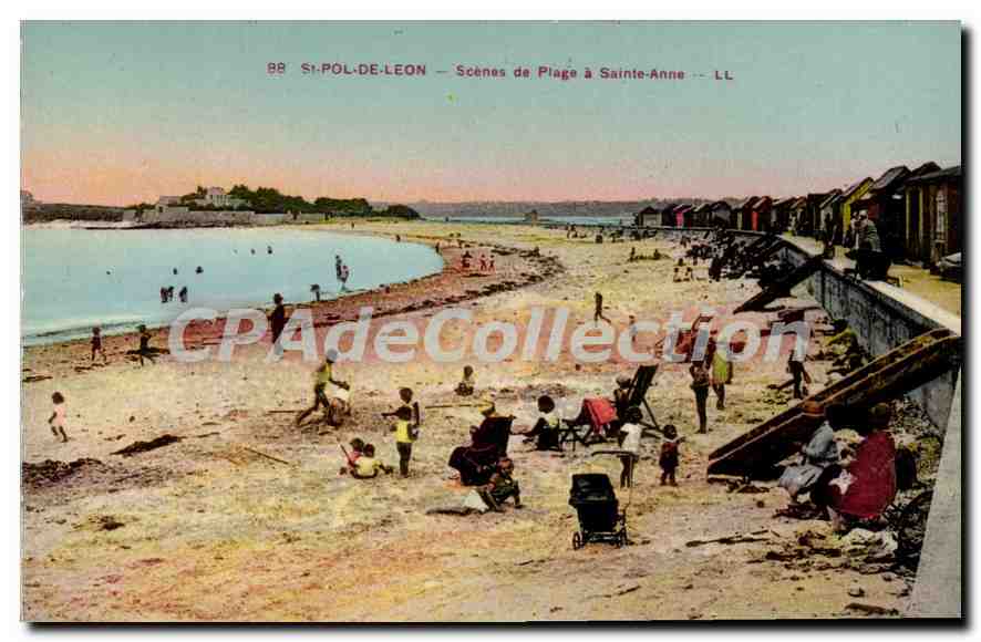 CPA Saint Pol De Leon Scenes De Plage A Sainte Anne
