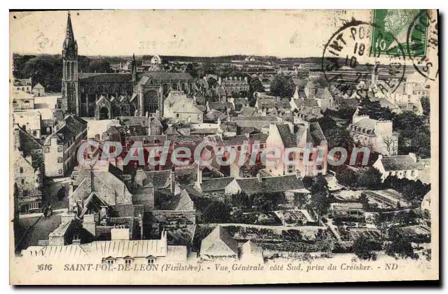 CPA Saint Pol De Leon Vue Generale Cote Sud Prise Du Creisker
