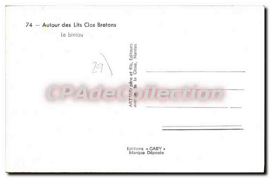 CPA Autour Des Lits Clos Bretons Le Biniou — Rückseite