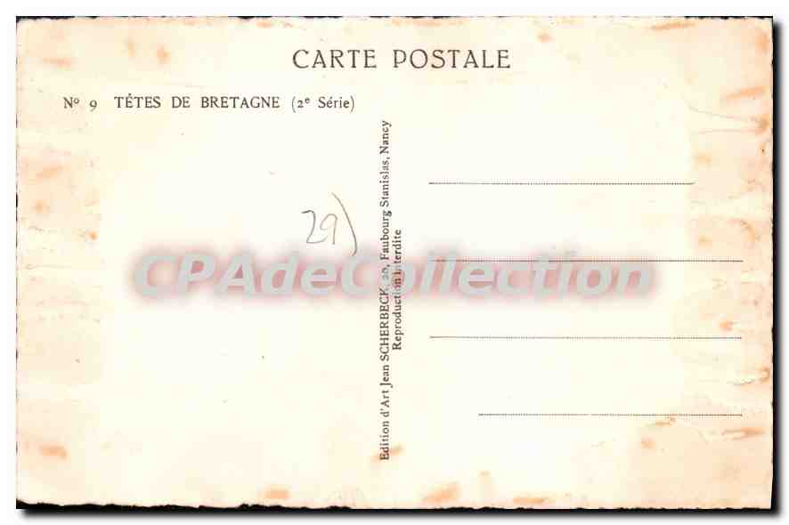 CPA Tetes De Bretagne numéro 9 1927 — Rückseite