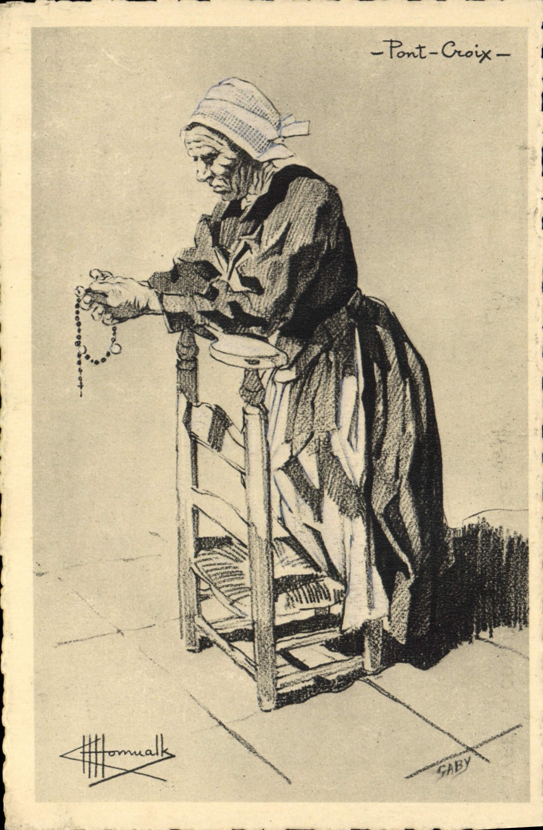 CPA Pont Croix dessin de Charles Homualk