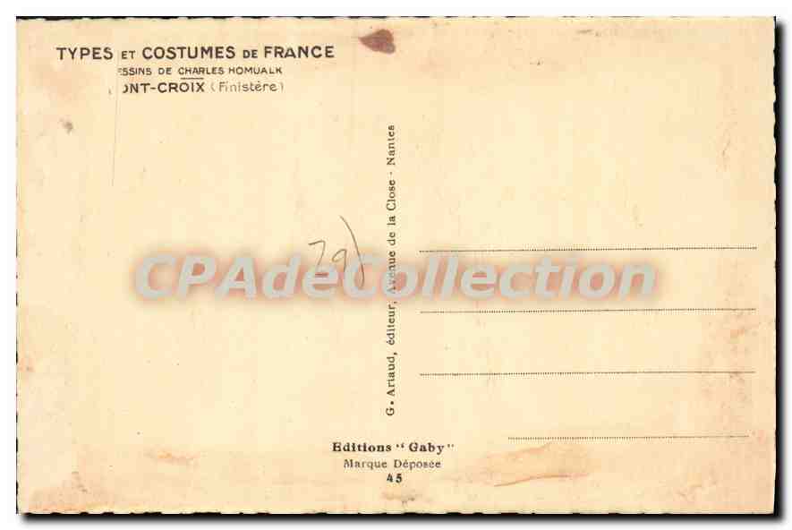 CPA Pont Croix dessin de Charles Homualk — Rückseite