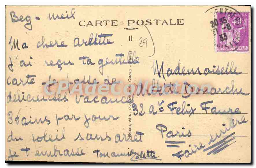 CPA Beg Meil La Cote Vue A Travers Les Frondaisons De Lanroz — Rückseite