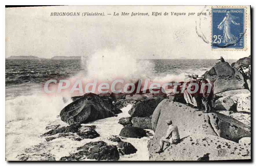 CPA Brignogan La Mer furieuse Effet De Vagues
