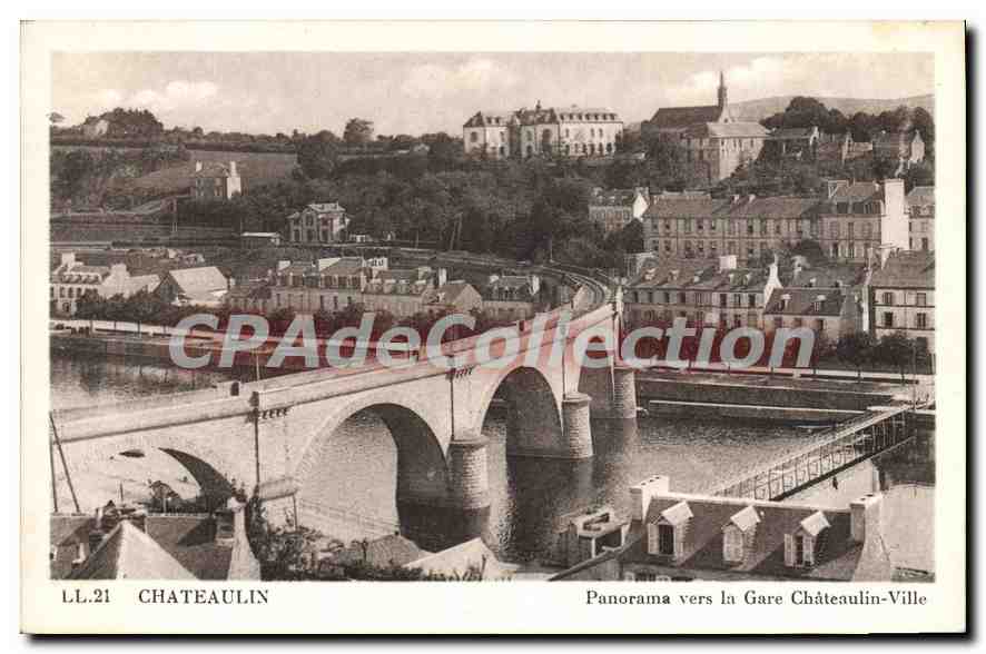 CPA Chateaulin Panorama Vers La Gare Chateaulin Ville