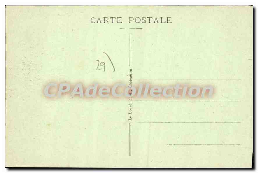 Locronan - La Place (partie haute) — vue de la place avec église et rue pavée — série 1087, éditeur Le Douré, Châteaulin — Rückseite