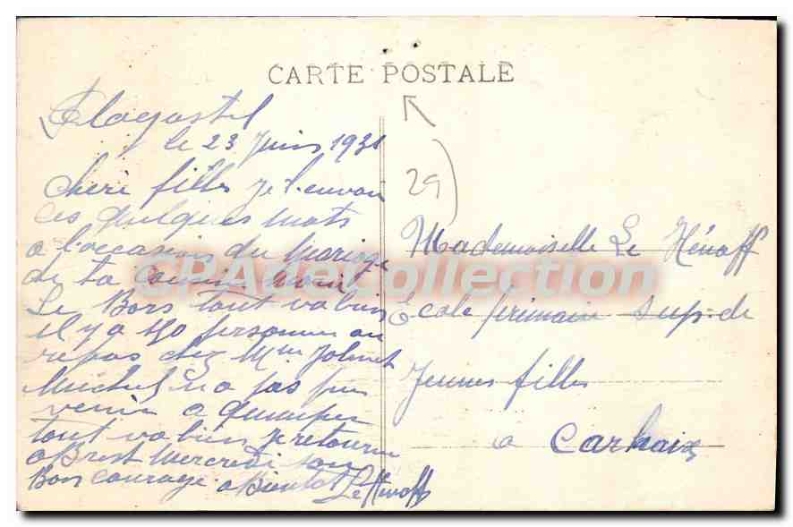 CPA Plogastel St Germain Le Hilguy — Rückseite