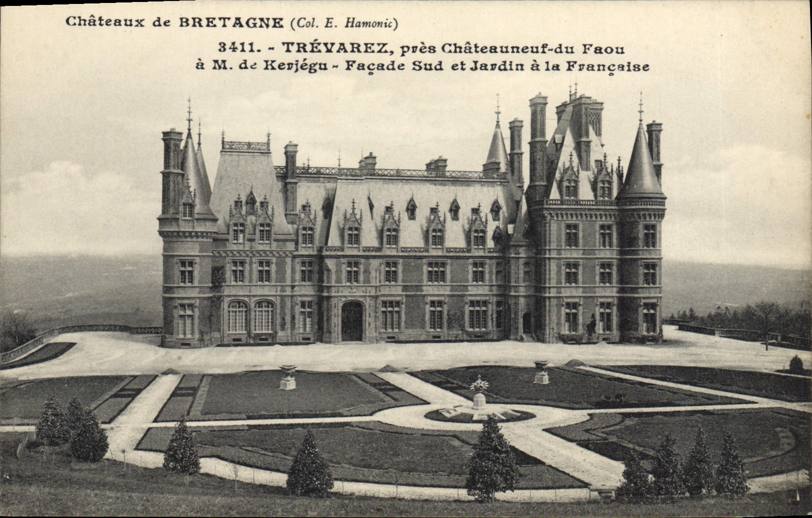 CPA Trevarez Pres Chateauneuf Du Faou De Kerjegu Facade Sud Et Jardin A La Francaise
