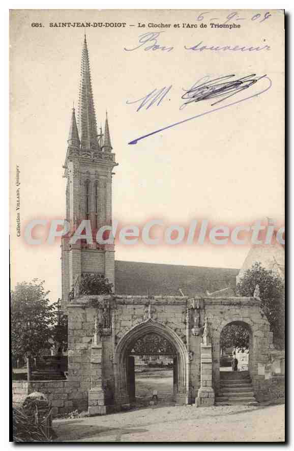 CPA Saint Jean Du Doigt Le Clocher Et I'Arc De Triomphe