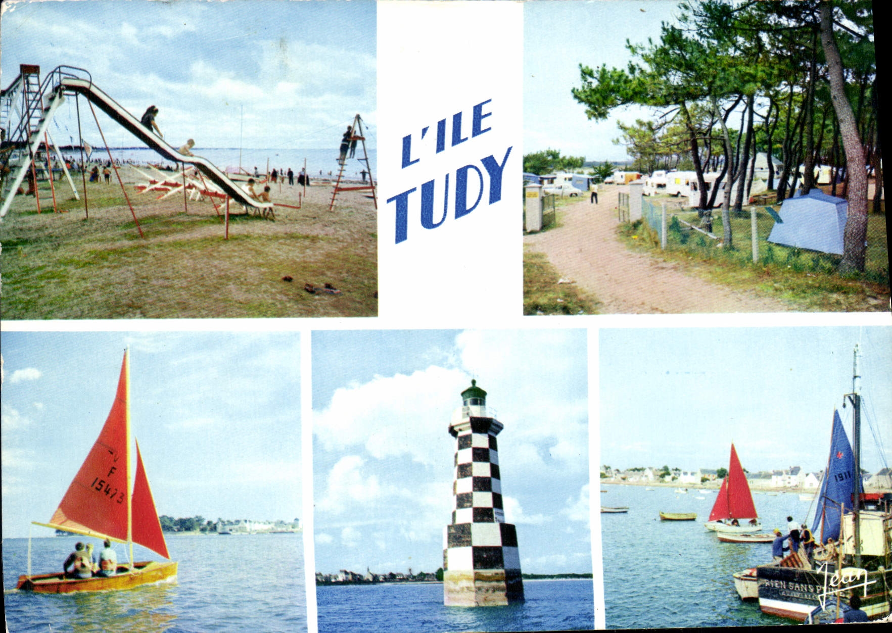 CPSM L'Ile Tudy Club Sur La Plage camping voilier phare port
