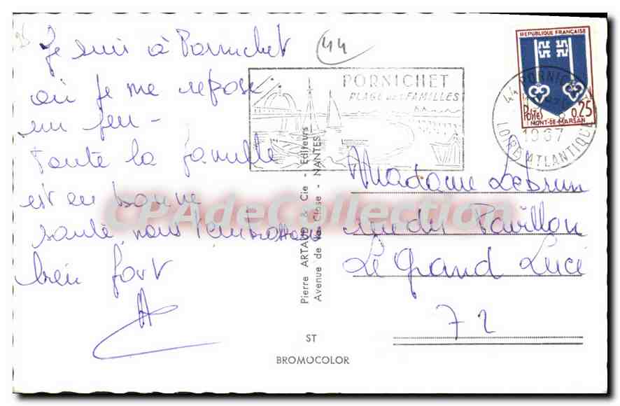 CPA Pornichet La Plage souvenir château de Bonne Source boulevard des oceanides golf casino — Rückseite
