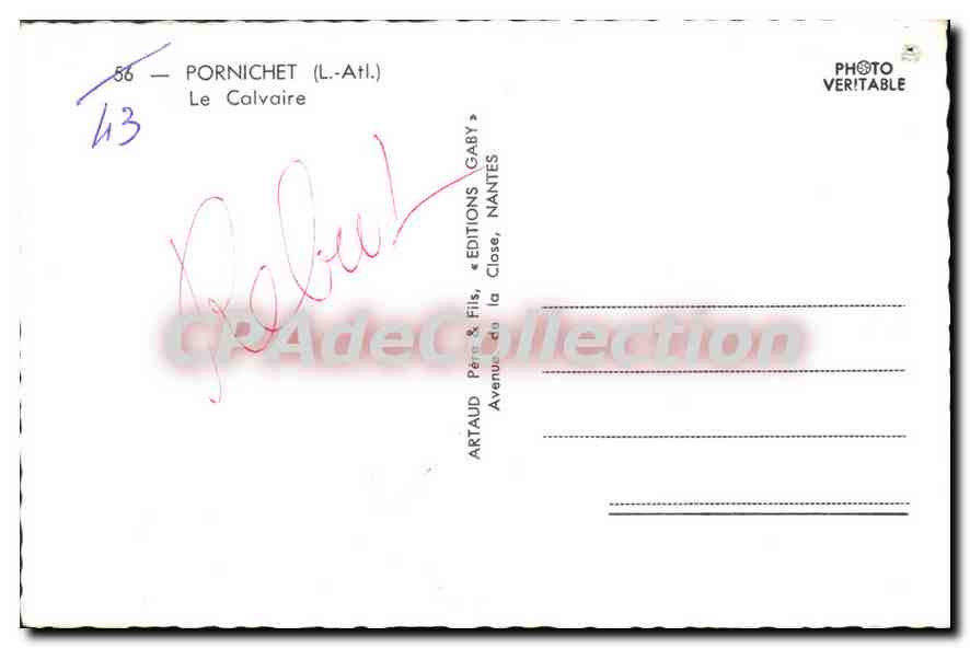 CPA Pornichet Le Calvaire — Rückseite