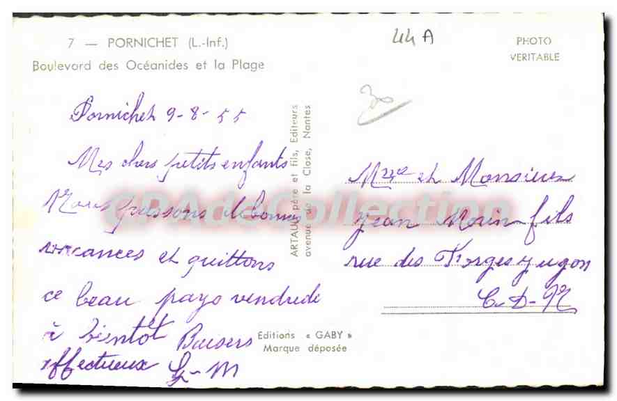 CPA Pornichet Boulevard Des Oceanides Et La Plage — Rückseite