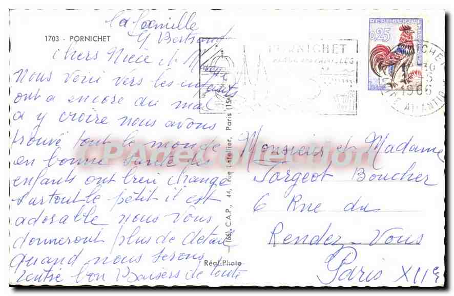 CPA Pornichet remblai port plage château — Rückseite