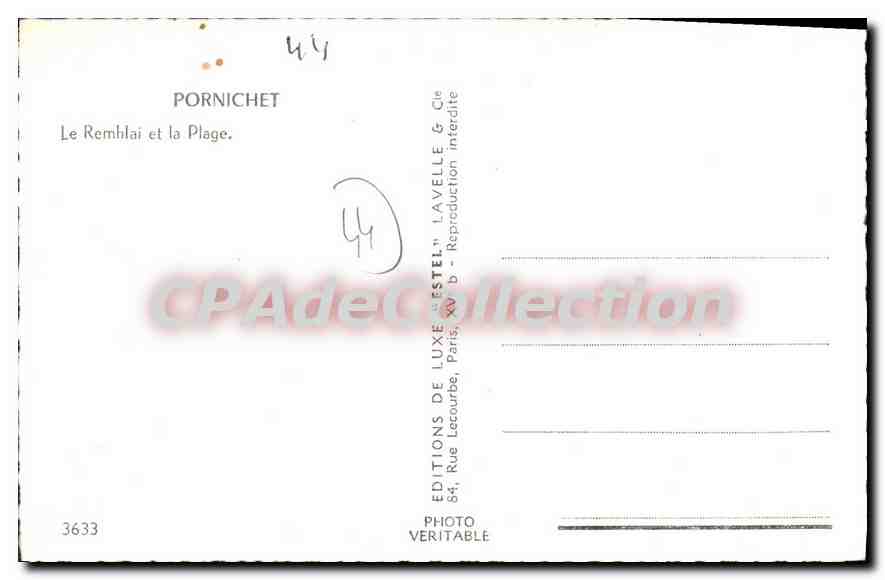 CPA Pornichet Le Remblai Et la Plage — Rückseite