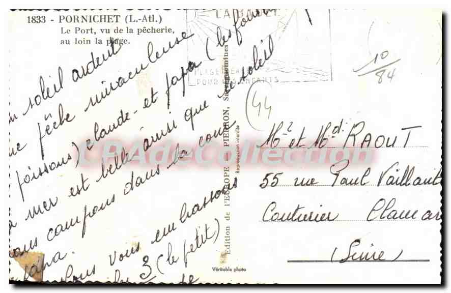 CPA Pornichet Le Port Vu De La Pecherie — Rückseite