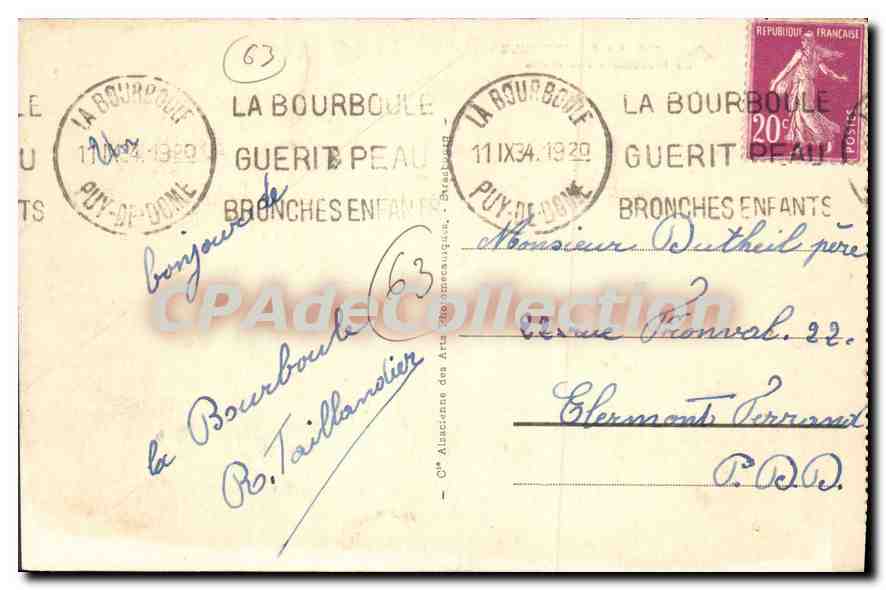 La Bourboule — Le Monument aux Morts — CPA n°100, éditeur HA — Reverso