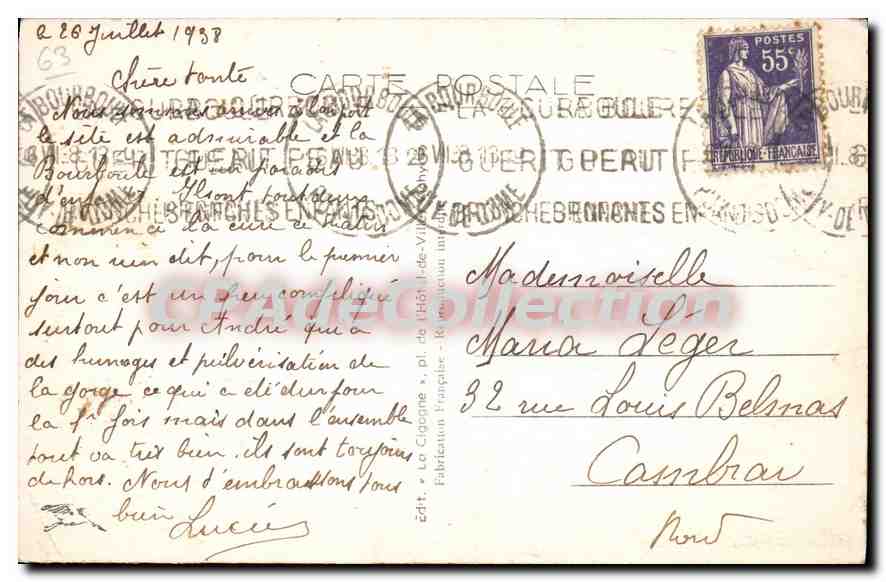 La Bourboule — Vue sur le Casino, la Vallée de Vendeix et le Plateau de Charlannes — L'Auvergne Pittoresque, n° 3010 — Reverso