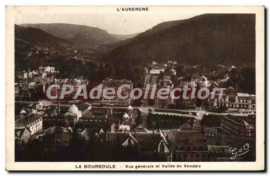 La Bourboule — Vue générale et Vallée de Vendeix — J. Gouttefanges, Éditeur (P.-de-D.)