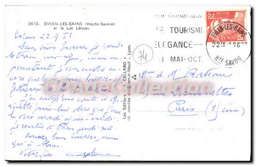 Évian-les-Bains — Lac Léman — Éditeur Cellaard, n°3610 — Reverso