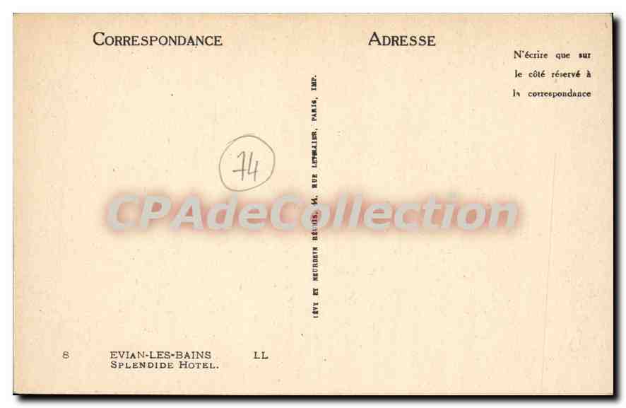 Hôtel Splendide — Évian-les-Bains — Éditeur : LL, Paris — Reverso