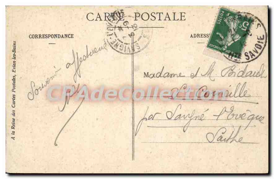 Évian-les-Bains — Vue générale et la Dent d'Oche — Éditeur non identifié, n° 220 — Reverso