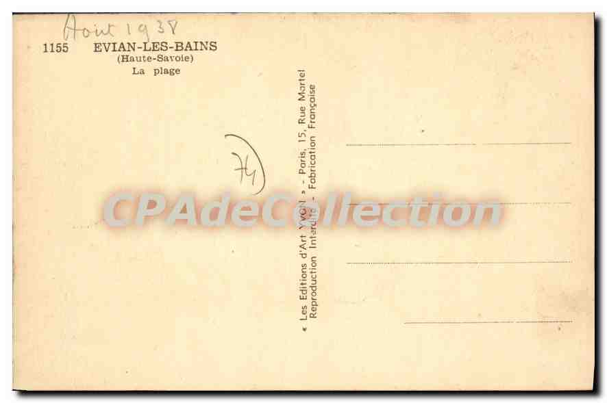 Évian-les-Bains — La plage — Éditions d'Art Yvon — Reverso
