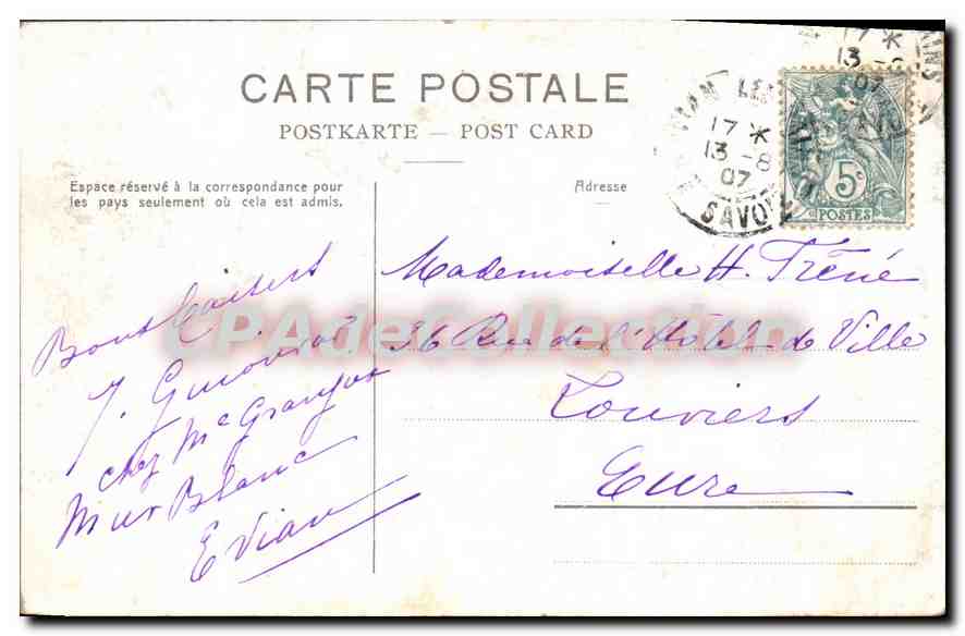 Evian-les-Bains et la Dent d'Ôche — Phototypie Co., Neuchâtel, n°599 — Reverso