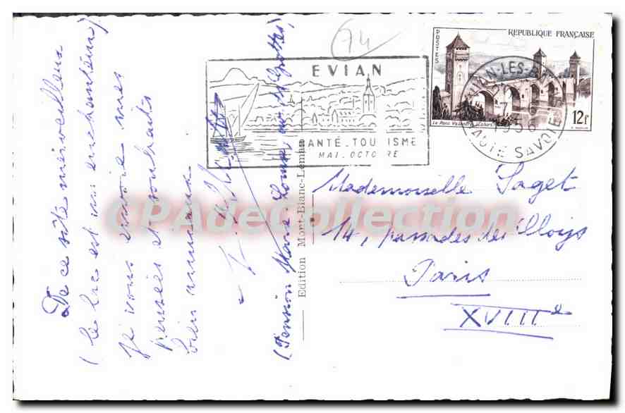Evian-les-Bains et Dent d'Oche — Édition Blanche-Lambe, n°82 — Reverso