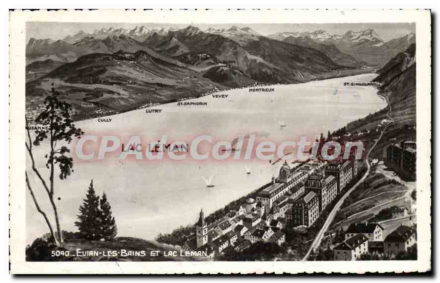 Evian-les-Bains et Lac Léman — vue aérienne — CPAdeCollection