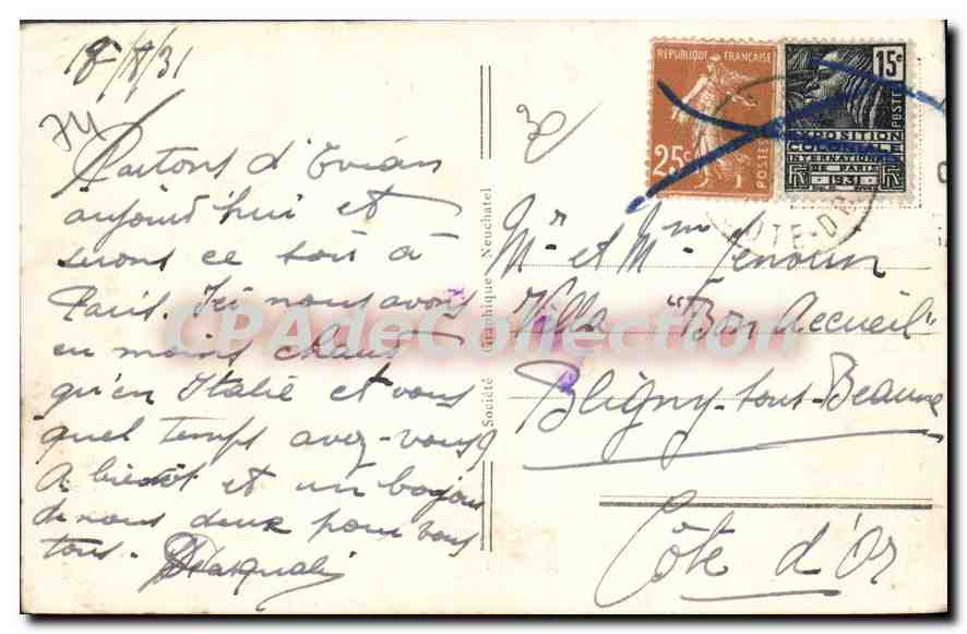 Evian-Plage — vue du parc aquatique avec toboggan et bâtiment — CPAdeCollection n°5063 — Reverso