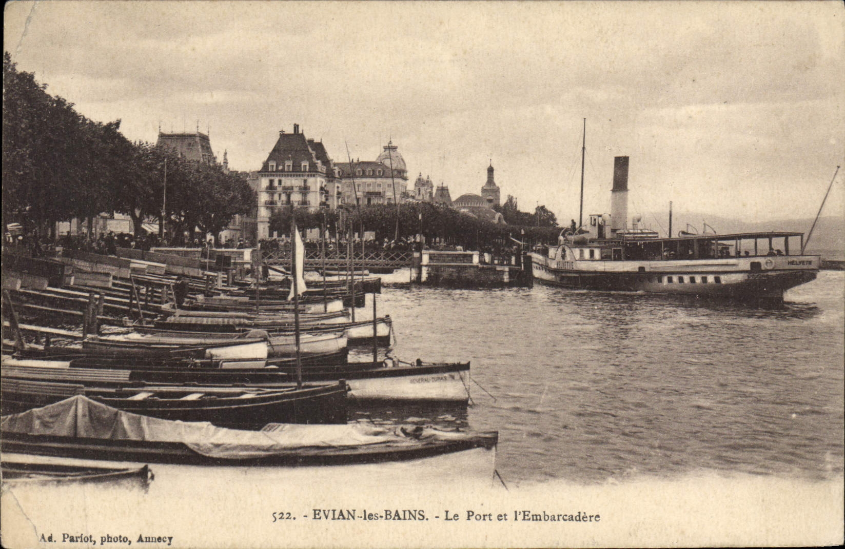 EVIAN-les-BAINS - Le Port et l'Embarcadère — Ad. Pariot, photo, Annecy, n° 522