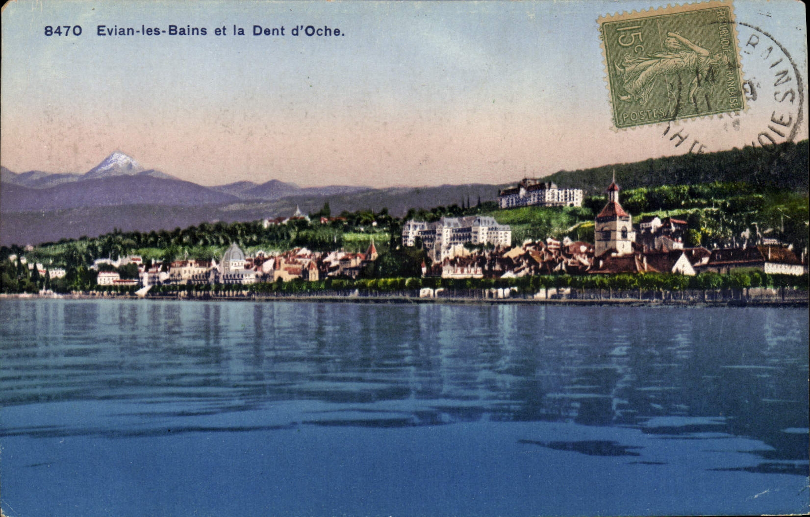 Evian-les-Bains et la Dent d'Oche — Phototypie Co, Neuchâtel, n° 8470