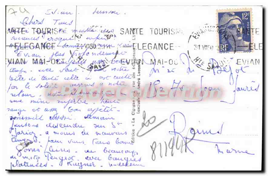 Évian-les-Bains — La Dent d'Oche vue depuis la jetée — Édition André Laramée n°25384 — Reverso