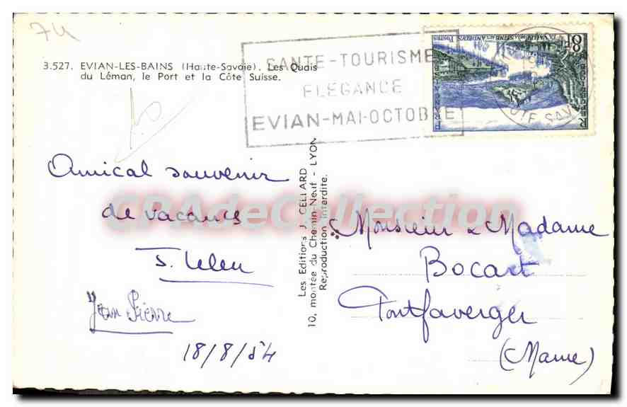 Évian-les-Bains — Le Port et la Côte Suisse — Édition J. Célu Ard — Reverso