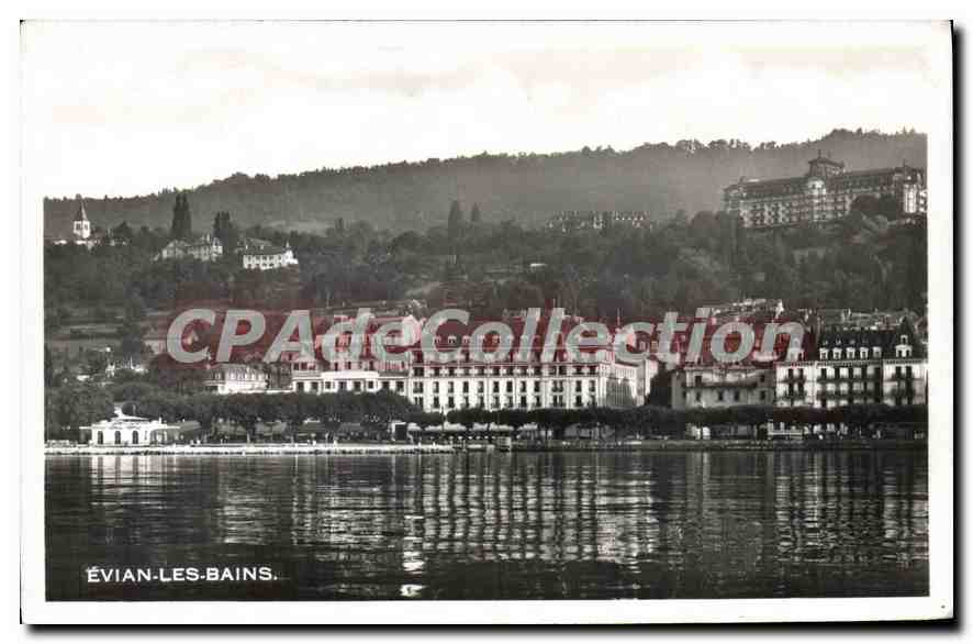 ÉVIAN-LES-BAINS — Vue panoramique du lac et des bâtiments — Édit. M. Baumann, Évian-les-Bains