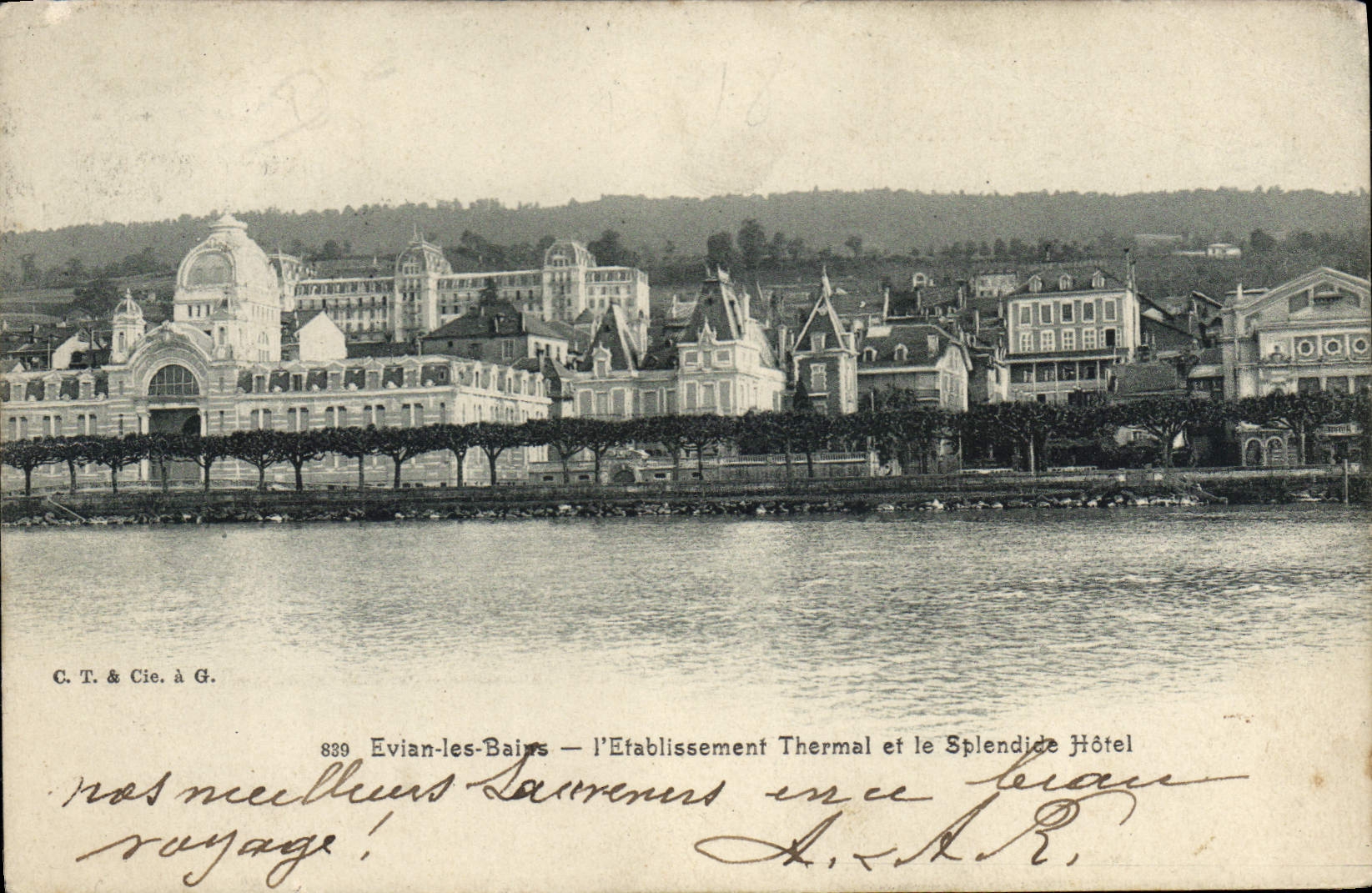 Evian-les-Bains — l'Établissement Thermal et le Splendide Hôtel — C.T. & Cie. n°889