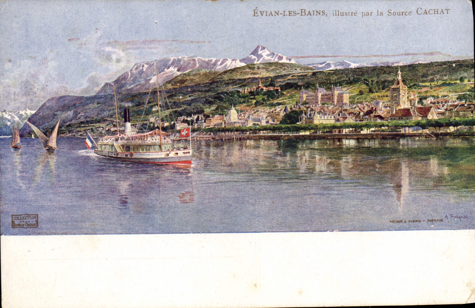 ÉVIAN-LES-BAINS, illustré par la Source CACHAT — Prisme A. DUBRE - PUTEAUX