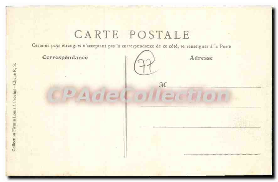 Previns - Porte Saint-Jean, extérieur (XIIe et XIIIe siècles) — La partie supérieure du Donjon et son clocheton ont été démolis en 1723 — Collection Finmin Louis à Provins, S. (verso) — Reverso
