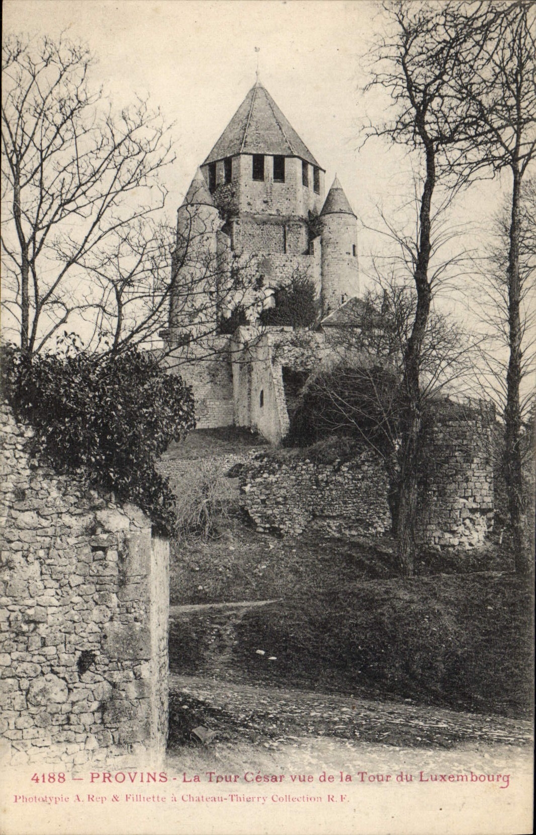 Provins - La Tour César vue de la Tour du Luxembourg — Phototypie A. Rep & Fillette à Château-Thierry Collection R.F.