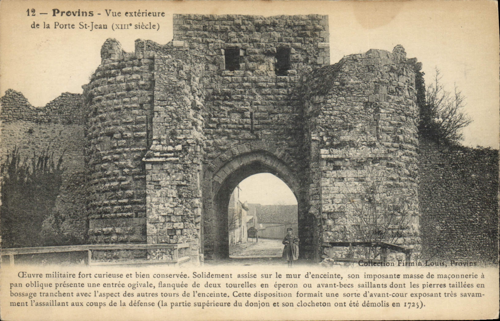 Provins - Vue extérieure de la Porte Saint-Jean (XIIIe siècle) — Collection Firmin Louis, Provins
