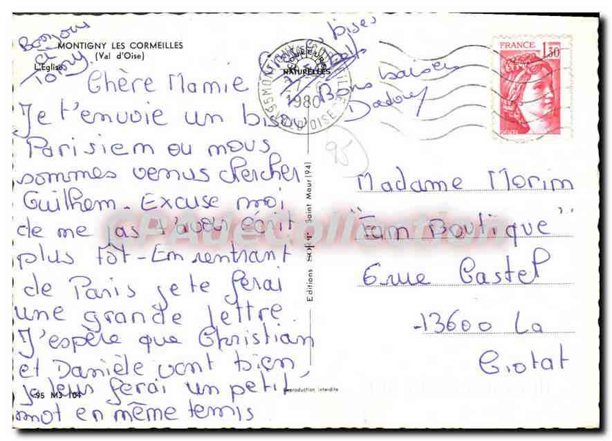 CPSM Montigny Les Cormeilles L'Eglise — Rückseite